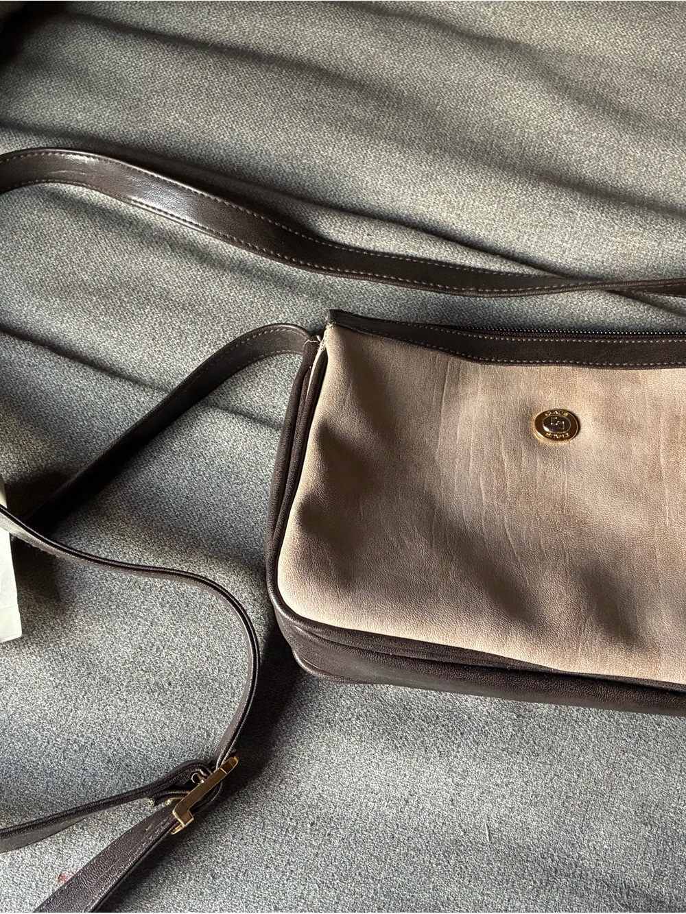 Vintage Two-Tone Brown Crossbody Shoulder Bag